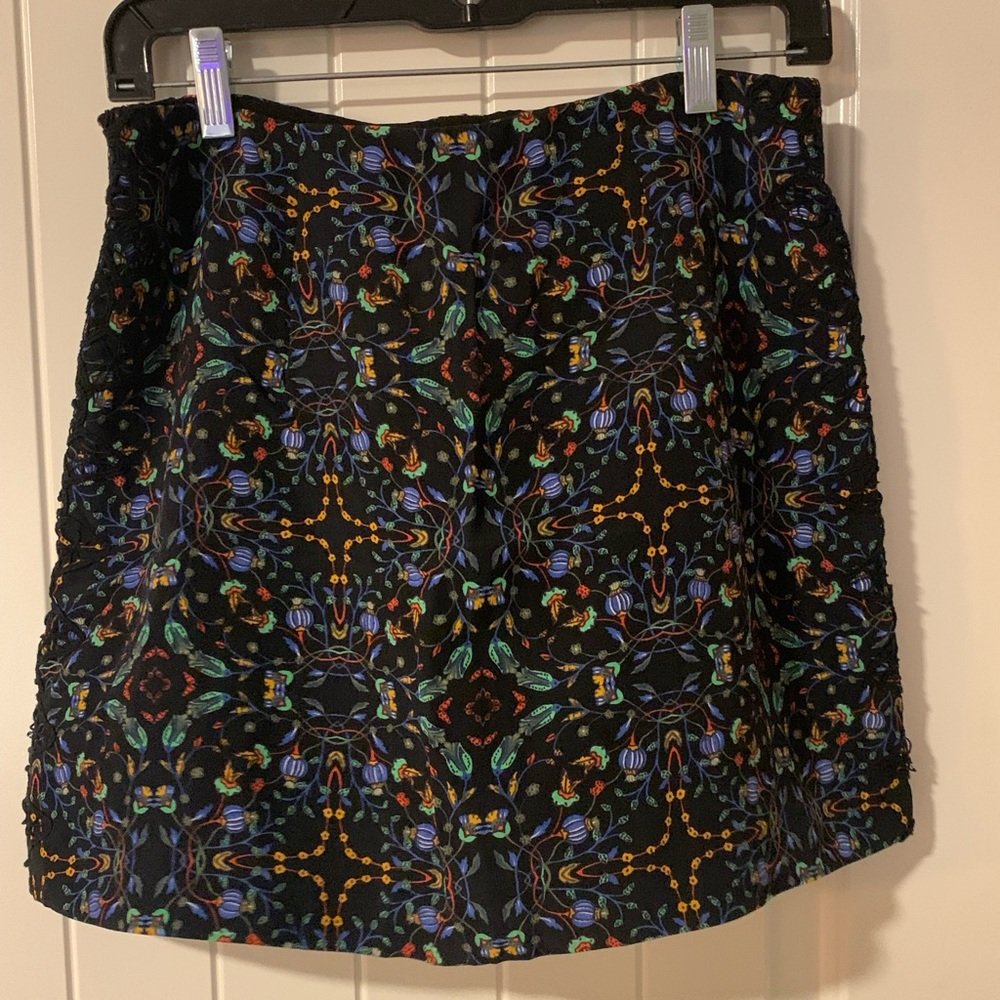 Zara Black Multi color Printed/Patterned Mini Skirt M